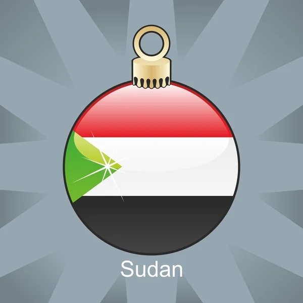 Bandeira do Sudão em forma de bulbo de Natal — Vetor de Stock