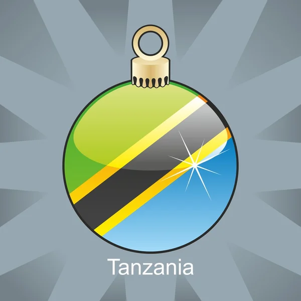 Флаг Танзании в форме рождественской лампочки — стоковый вектор