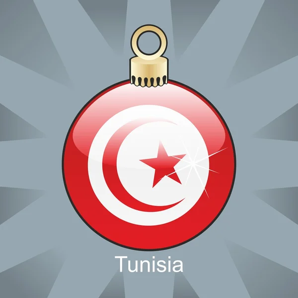 突尼斯国旗在圣诞灯泡形状 — Stock vektor