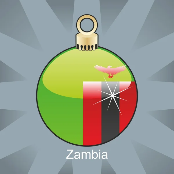 赞比亚国旗圣诞灯泡形状中 — 图库矢量图片