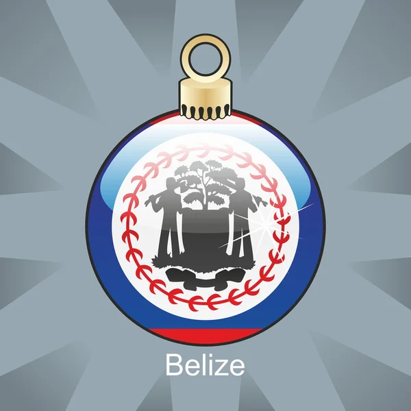 Belize flagga i jul glödlampa form — Stock vektor