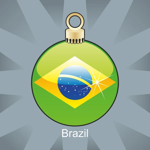 Brazil flag in christmas bulb shape — Stock Vector