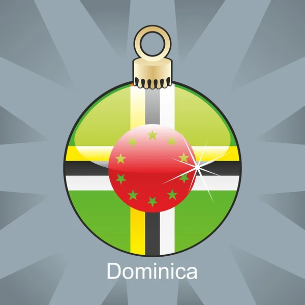 Bandera Dominica en forma de bombilla de Navidad — Vector de stock