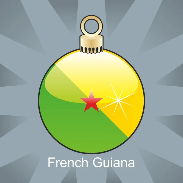 Francouzská guyana vlajka ve tvaru žárovky vánoční — Stockový vektor