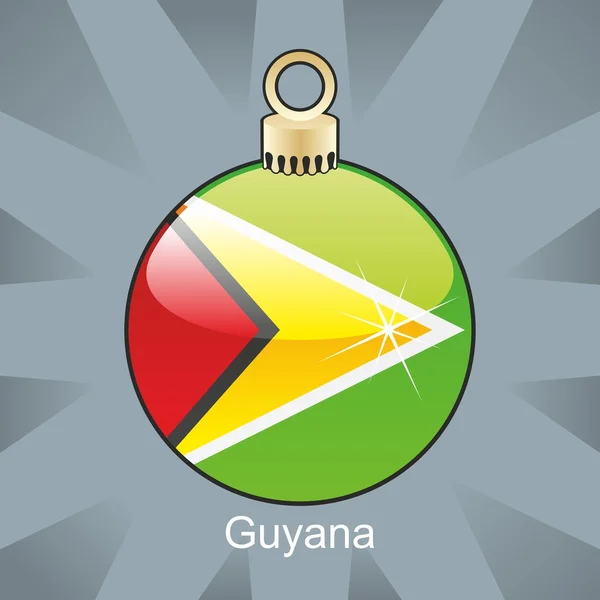 Guyanas flagga i jul glödlampa form — Stock vektor
