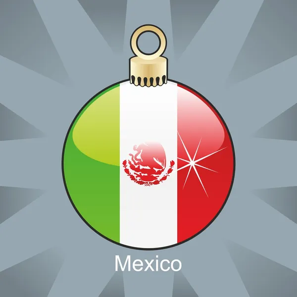 墨西哥国旗圣诞灯泡形状中 — 图库矢量图片