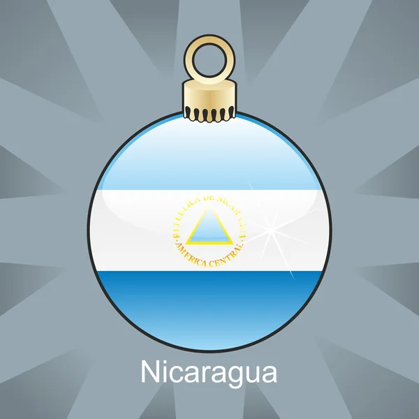 尼加拉瓜国旗圣诞灯泡形状中 — 图库矢量图片