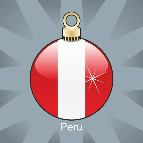 Bandeira do Peru em forma de bulbo de Natal — Vetor de Stock