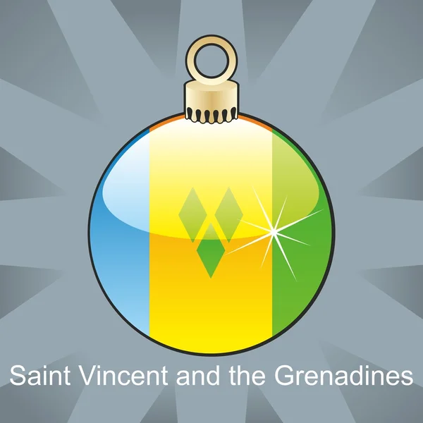 St 圣文森特和格林纳丁斯国旗圣诞灯泡形状中 — 图库矢量图片