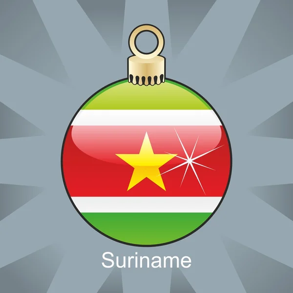 Drapeau du Suriname en forme d'ampoule de Noël — Image vectorielle