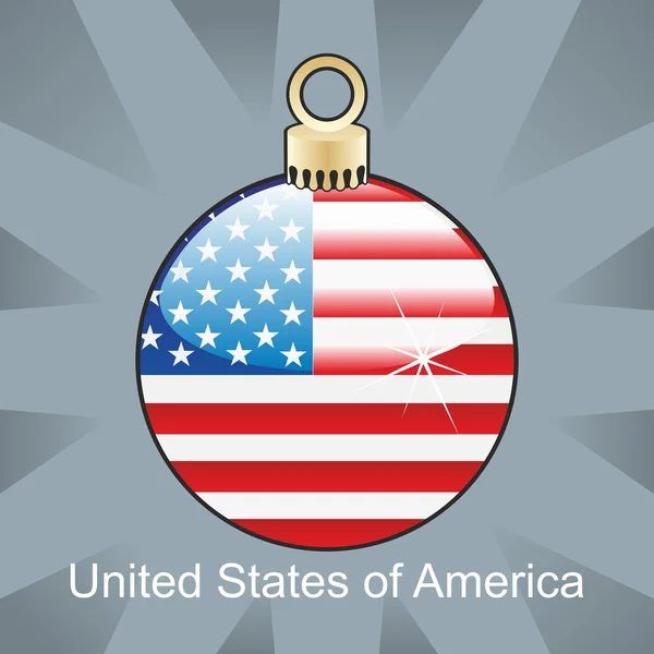 USA vlajka ve tvaru žárovky vánoční — Stockový vektor