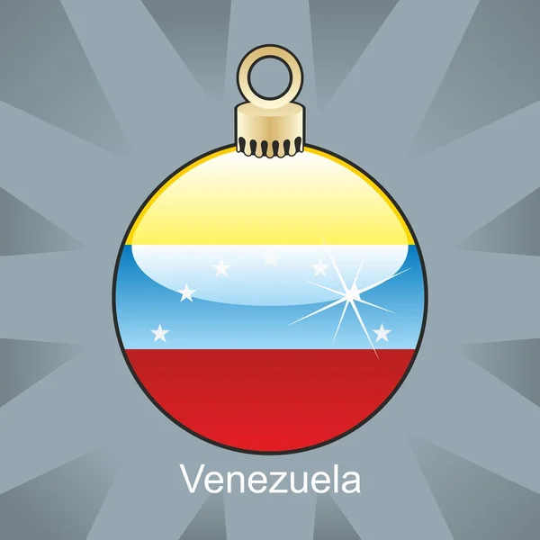 Drapeau du Venezuela en forme d'ampoule de Noël — Image vectorielle