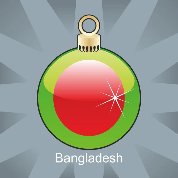 孟加拉国国旗圣诞灯泡形状中 — 图库矢量图片
