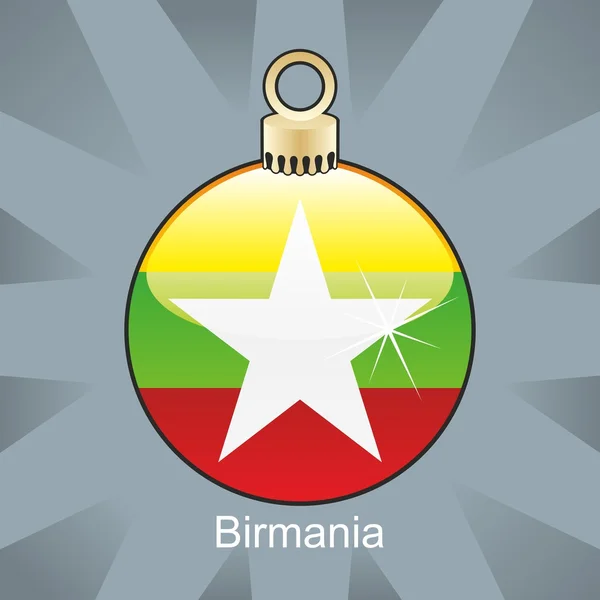 Birmania flagga i jul glödlampa form — Stock vektor