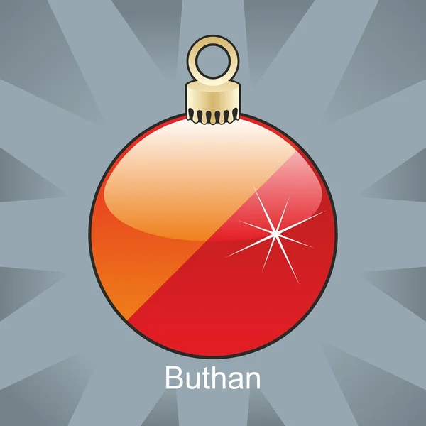 Buthan flag in christmas bulb shape — Stock Vector