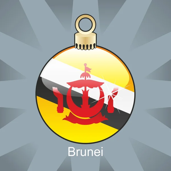 Brunei bandiera a forma di lampadina di Natale — Vettoriale Stock