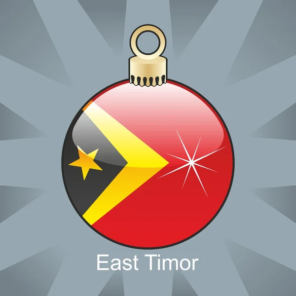 East Timor flag in christmas bulb shape — Stock Vector