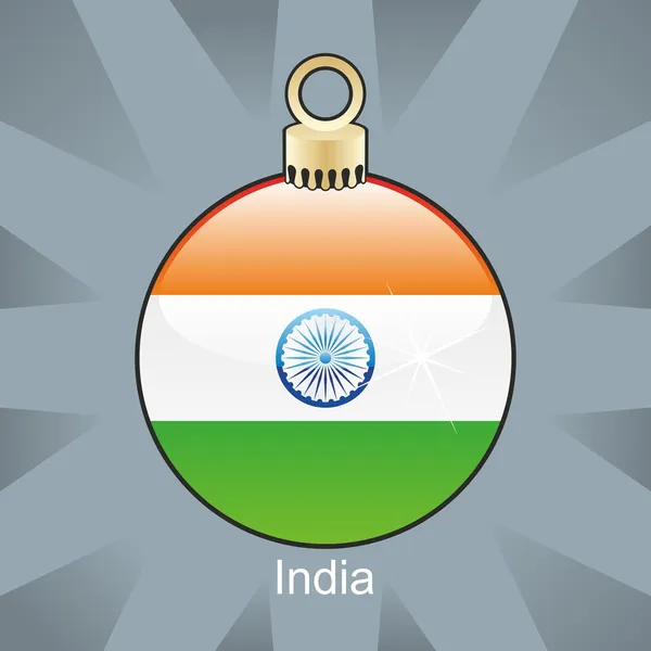 India flag in christmas bulb shape — Stock Vector