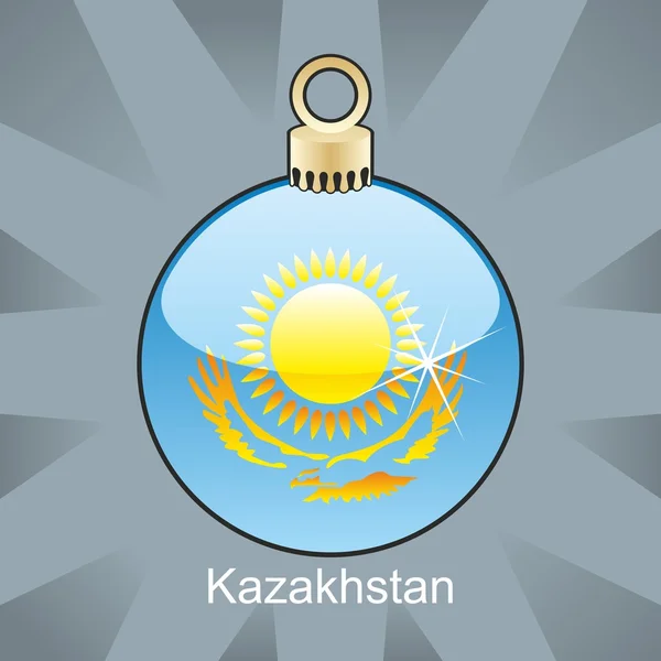 Bandeira do Cazaquistão em forma de lâmpada de Natal — Vetor de Stock