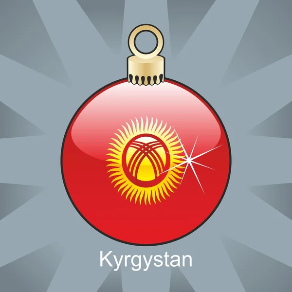吉尔吉斯斯坦旗圣诞灯泡形状中 — 图库矢量图片