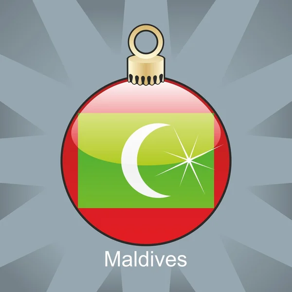 Maldiverna flagga i jul glödlampa form — Stock vektor