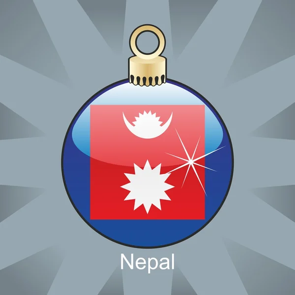 Nepal vlag in christmas lamp vorm — Stockvector