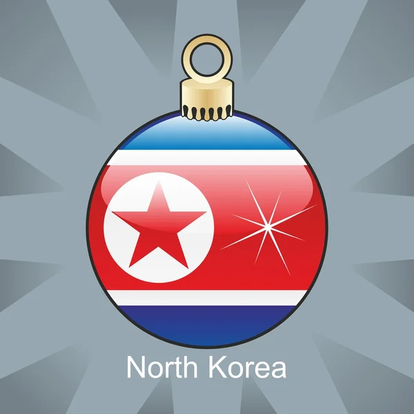 Észak-Korea zászló karácsonyi izzó alakú — Stock Vector