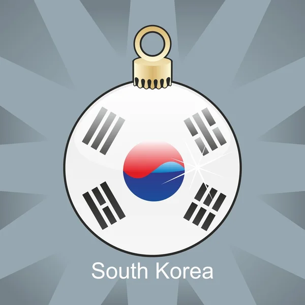 Zuid-korea vlag in christmas lamp vorm — Stockvector