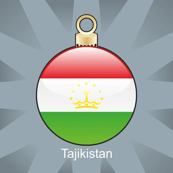 Tajikistan flag in christmas bulb shape — Stok Vektör