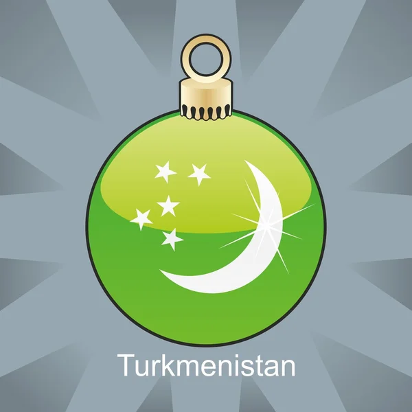 Drapeau du Turkménistan en forme d'ampoule de Noël — Image vectorielle