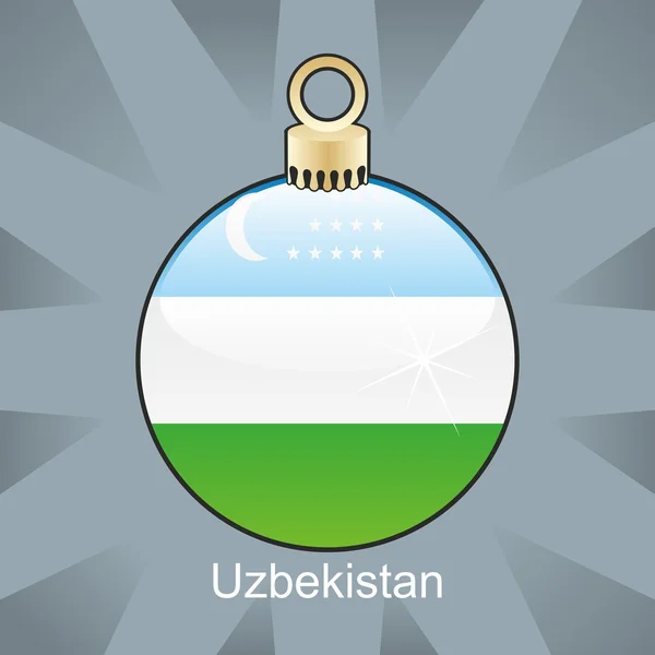 乌兹别克斯坦国旗圣诞灯泡形状中 — 图库矢量图片