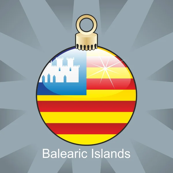 Balearic Islands flag in christmas bulb shape — Stock Vector
