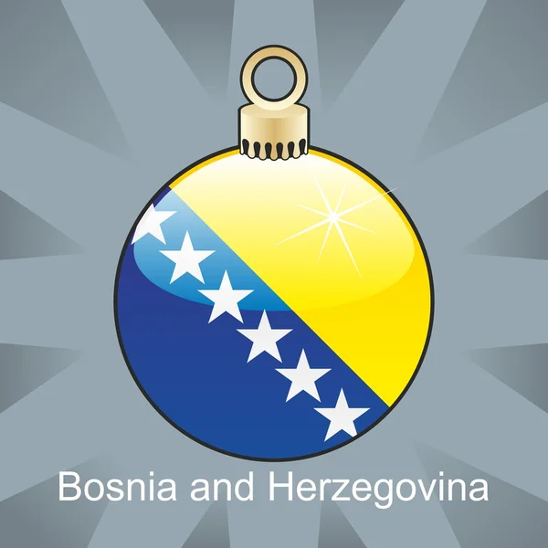 Bandera de Bosnia y Herzegovina en forma de bombilla de Navidad — Vector de stock