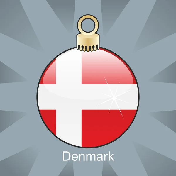 Danimarca bandiera a forma di lampadina di Natale — Vettoriale Stock