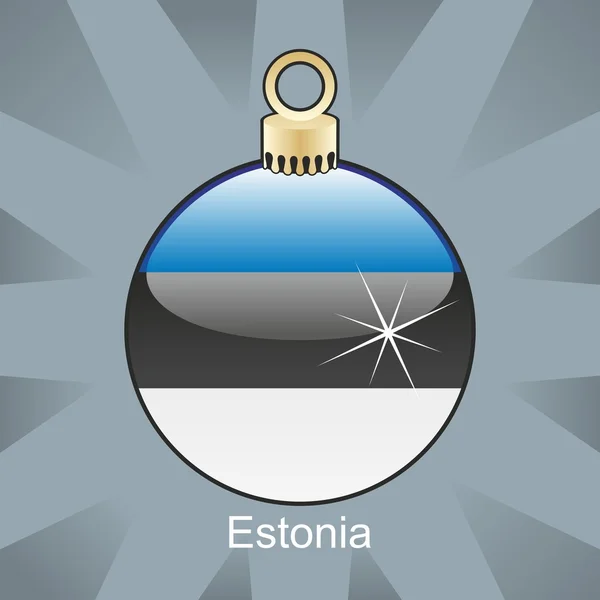 Bandera de Estonia en forma de bombilla de Navidad — Vector de stock