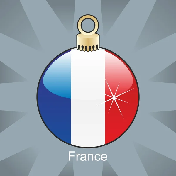 Frankrike flagga i jul glödlampa form — Stock vektor