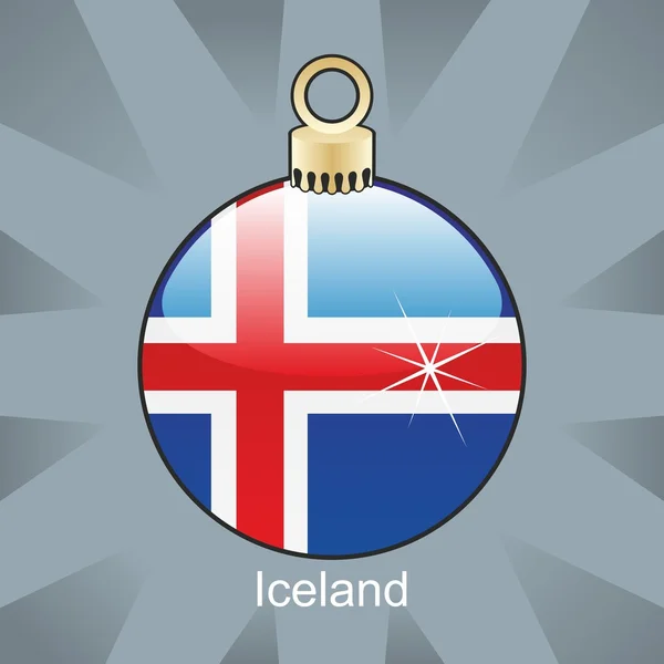 Iceland flag in christmas bulb shape — Stock Vector