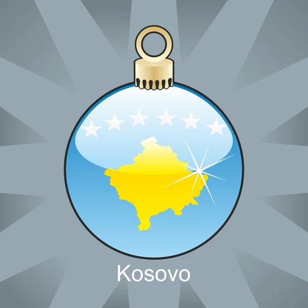 Kosovo flag in christmas bulb shape — Stock Vector