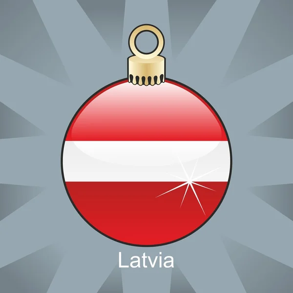 Bandera de Letonia en forma de bombilla de Navidad — Vector de stock