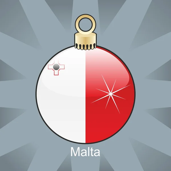 クリスマス電球形でマルタの旗 — ストックベクタ