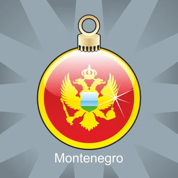 Bandeira Montenegro em forma de bulbo de Natal — Vetor de Stock