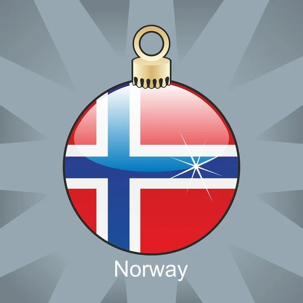 Bandeira da Noruega em forma de bulbo de Natal — Vetor de Stock