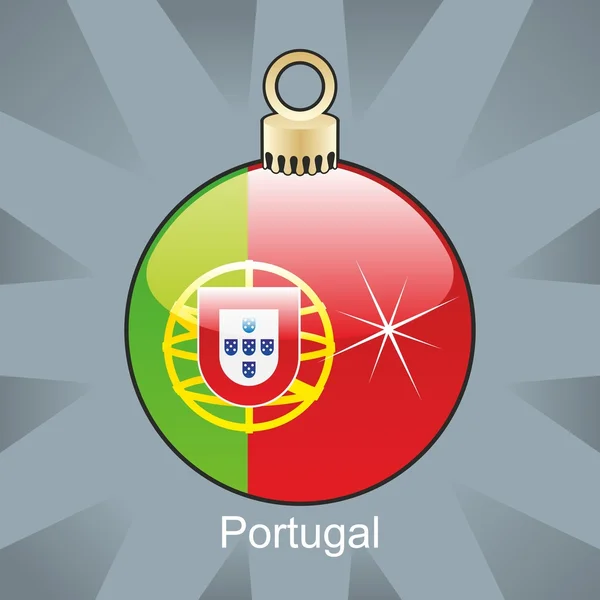 Флаг Португалии в форме рождественской лампочки — стоковый вектор
