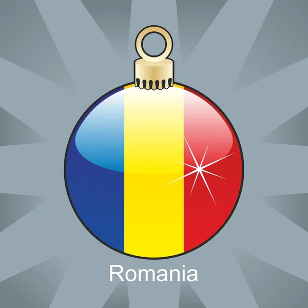 Σημαία της Ρουμανίας στο χριστουγεννιάτικο βολβών σχήμα — Διανυσματικό Αρχείο