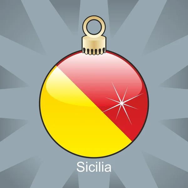 クリスマス電球形でシチリア島の旗 — ストックベクタ