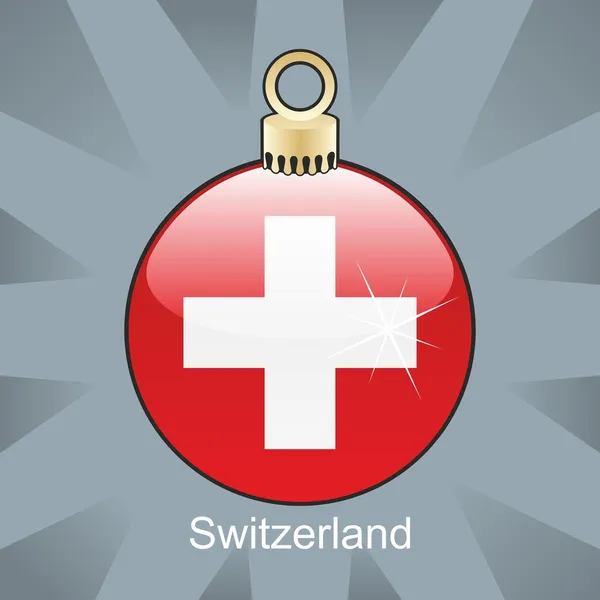 Svájc zászló karácsonyi izzó alakú — Stock Vector
