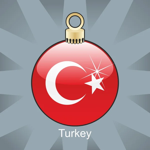 Drapeau de la Turquie en forme d'ampoule de Noël — Image vectorielle