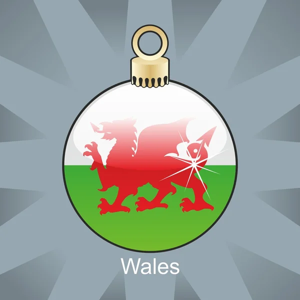 Bandera de Gales en forma de bombilla de Navidad — Vector de stock