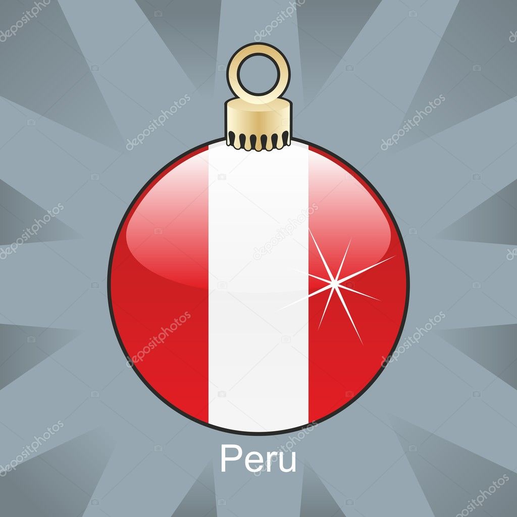 Peru flag in christmas bulb shape
