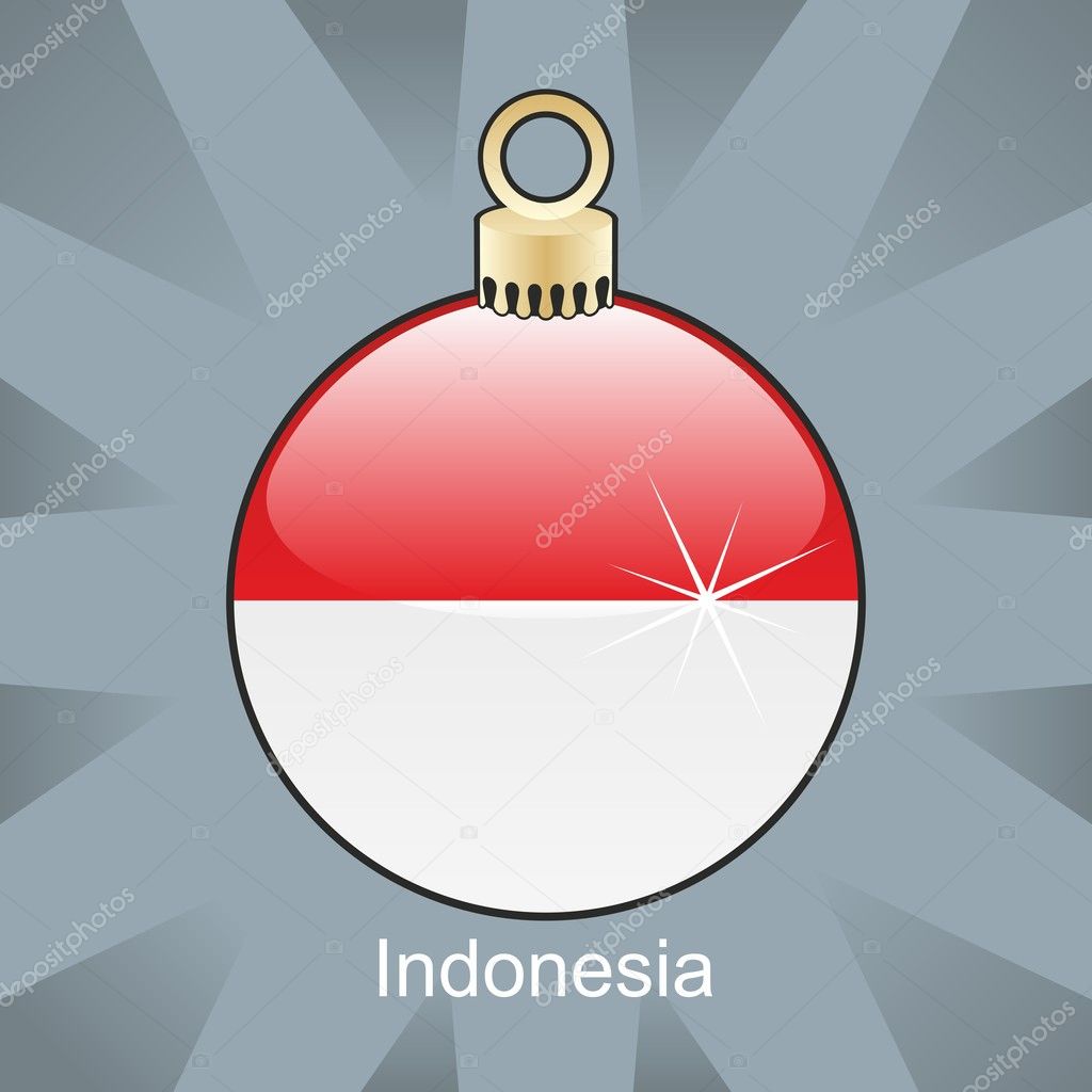 Indonesia flag in christmas bulb shape